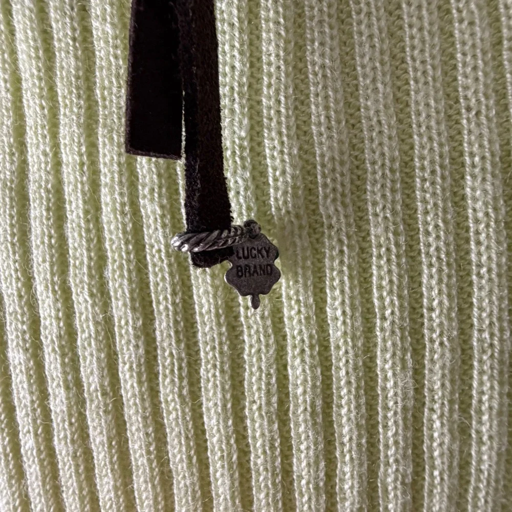 Lucky Brand Blue Stone Floral Pendant Necklace Silver Tone Brown Cord Boho Tie